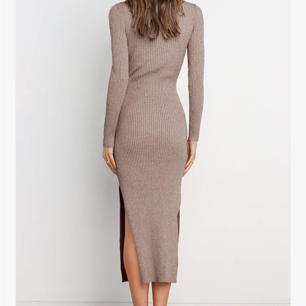 Anrabess Long-Sleeve Knit Dress in Brown - Picture 3 of 4